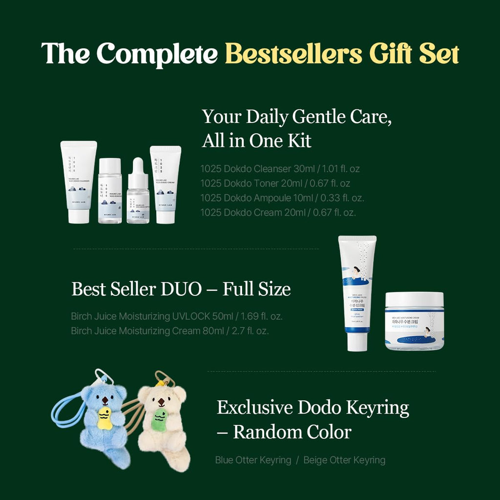 ROUN LA Bes Sellin Kit Dokd Hydratin Tria Ki Birc Juic Sunscree Birc Juic Moisturizin Crea 2. F Oz Korea Ski Car Set Holida Gif Set Stockin Stuffers Amazo Exclusive