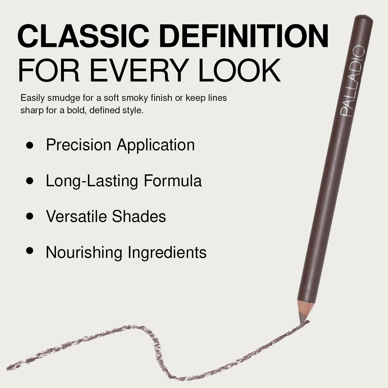 Palladio Wooden Eyeliner Pencil, Thin Pencil Shape, Easy Application, Firm yet Smooth Formula, Perfectly Outlined Eyes, Contour and Line, Long Lasting, Rich Pigment, Taupe