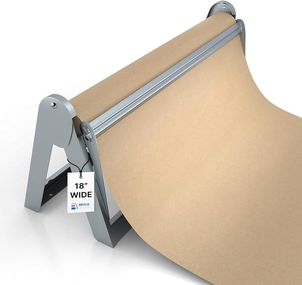 BRYC Pape Rol Dispense 18 Lon Rol Pape Holde an Brow Kraf Pape 18inc 1,200inc (100' Grea Kraf Packin Pape Dispenser Wrappin Pape Cutter Craf Pape Holder