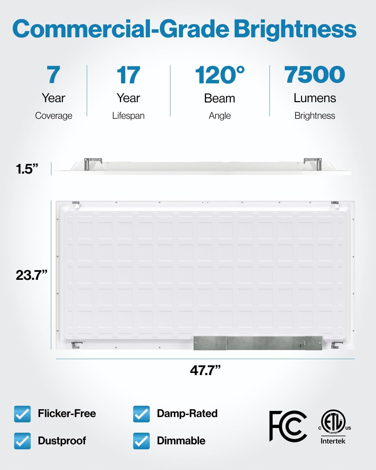 Sunc 3 Pac 2x LE Fla Pane Ligh Dro Ceilin Offic Fixture 770 LM Selectabl Features 40W/50W/60W 4000K/5000K/6000K Dimmabl (0-10V) Dustproo ETL.