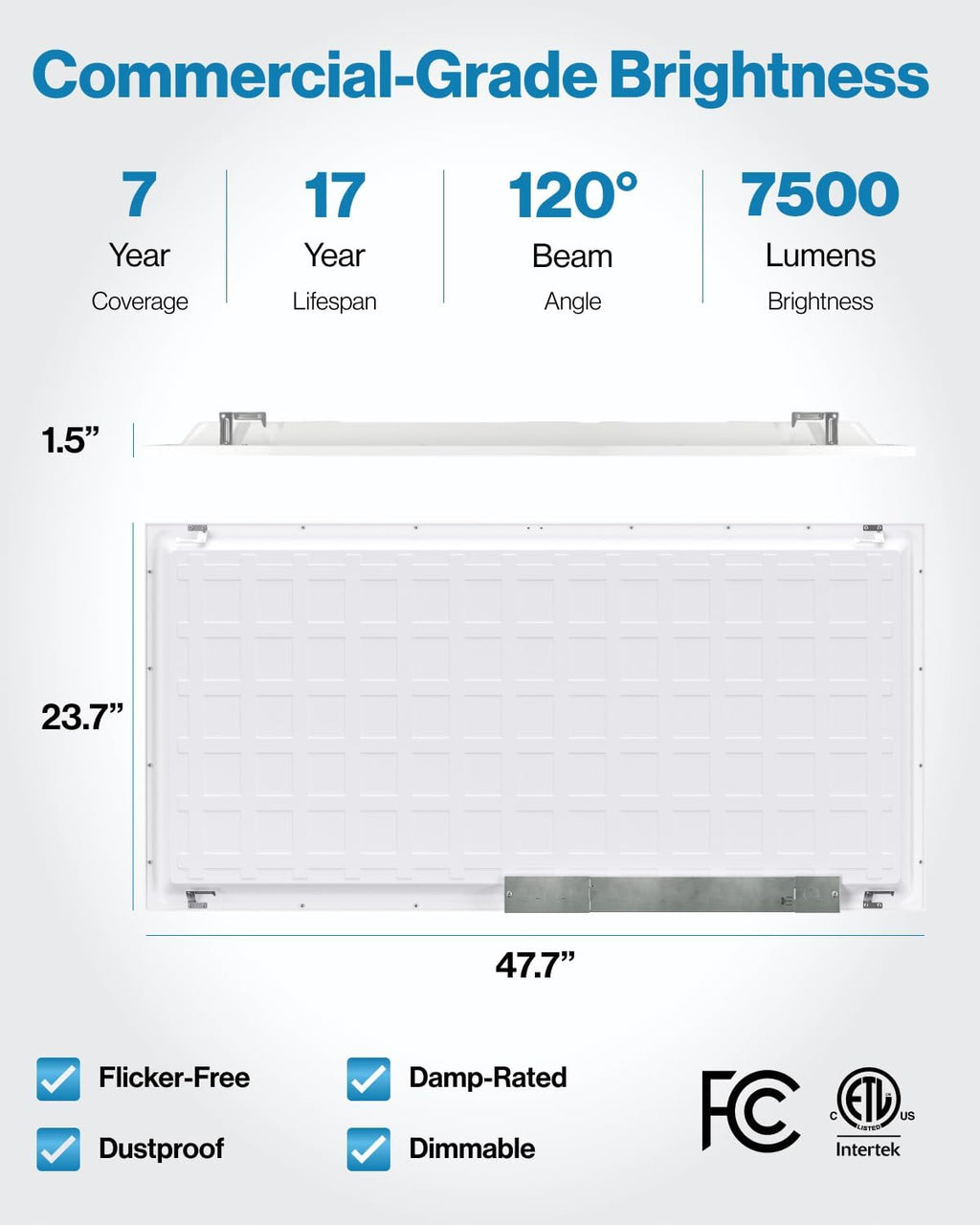 Sunc 4 Pac 2x LE Fla Pane Ligh Dro Ceilin Offic Fixture 770 LM Selectabl Features 40W/50W/60W 4000K/5000K/6000K Dimmabl (0-10V) Dustproo ETL.