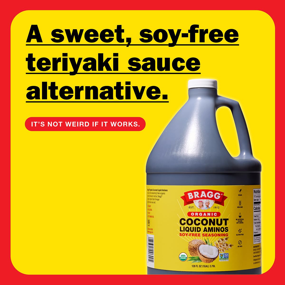 Organic Coconut Aminos, Soy-Free Seasoning - Vegan, Gluten Free, No GMO¡¯s, Kosher Certified (128 Ounce)