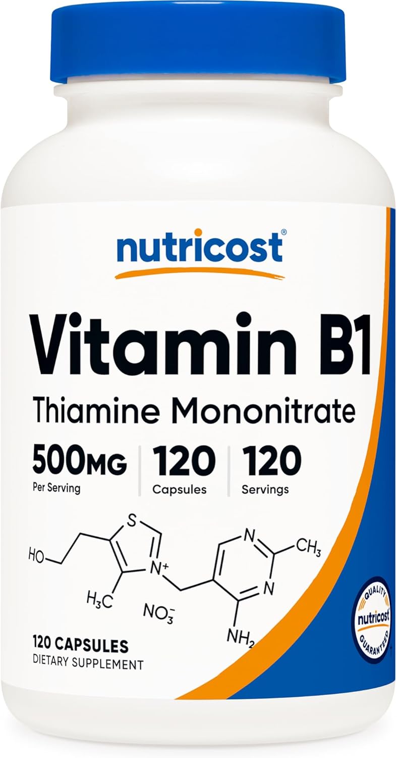 Nutricost Vitamin B1 (Thiamin) 500mg, 120 Capsules (2 Bottles)