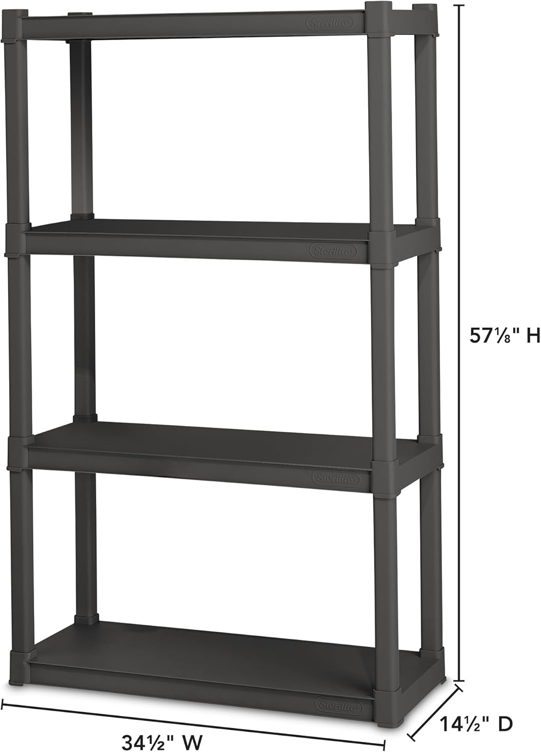 Sterilite 2-Pack 4 Shelf Unit, Heavy-Duty Shelving Storage and Utility Rack - Standing Plastic Organizer Shelves for Kitchen, Bathroom, and Garage