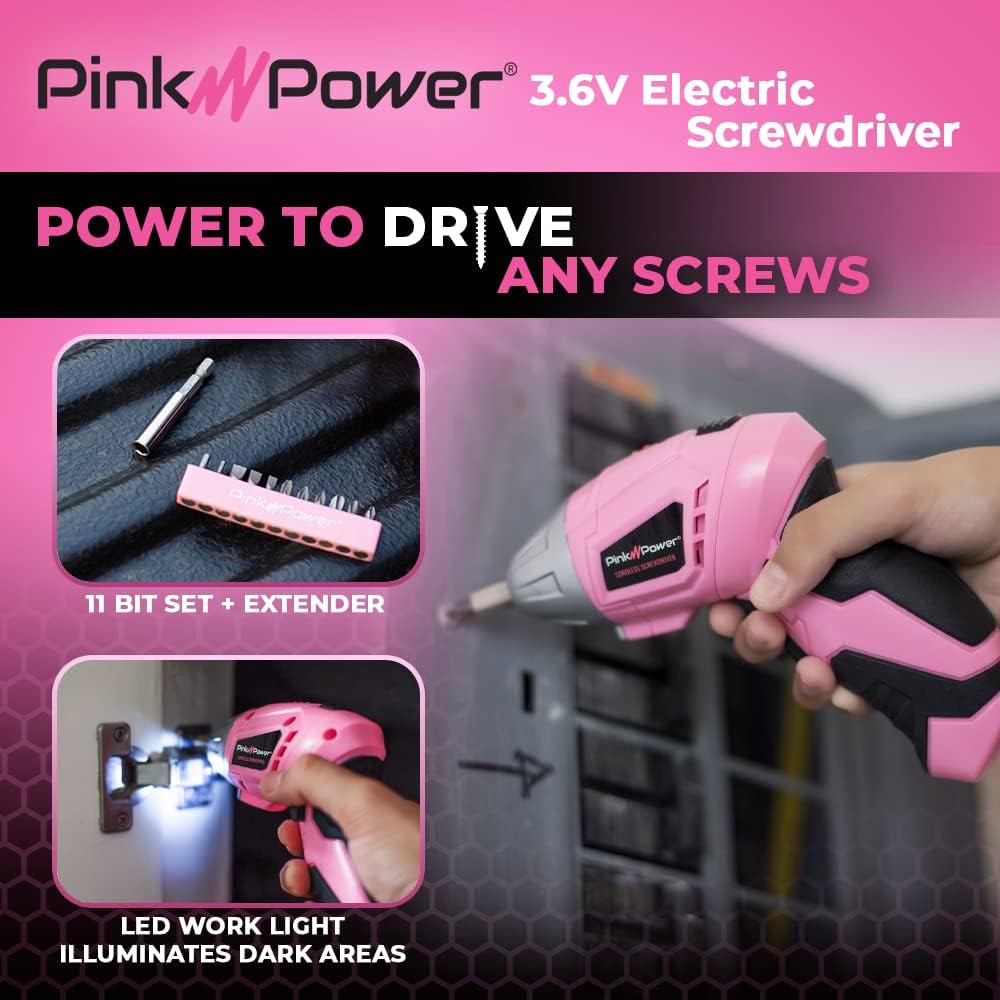 Pin Powe Cordles Screwdrive Se 3.6 Electri Screwdrive Rechargeabl Scre Gu Ki Automati Min Pin Dril Se fo Wome Portabl Smal Dril Batter Powere Screwdrive LE Light