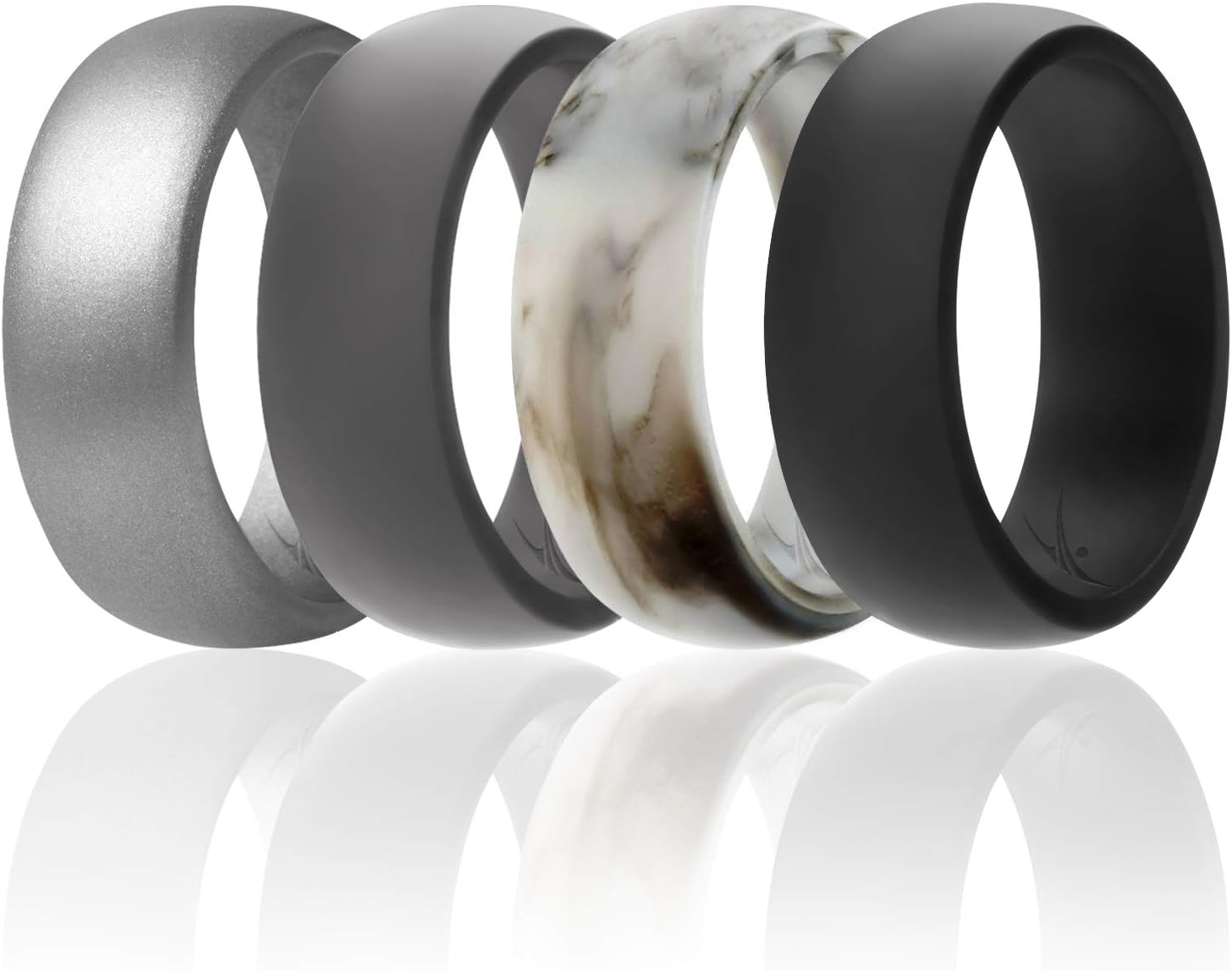 Silicon Rubbe Weddin Rin fo Men Comfor Fit Breathabl Rubbe Engagemen Band Men' Weddin Band 8m Wid 2m Thick Dom Solid Pack Black Grey Silver Marble Siz 16