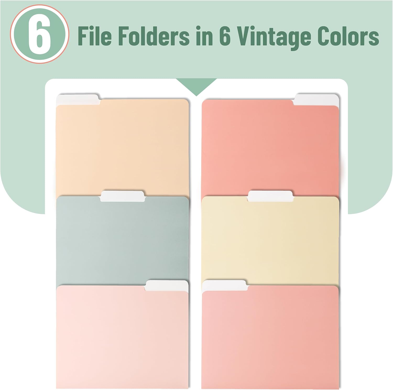 Mr. Pen- File Folders, 6 Pack, Vintage Colors, 1/3-Cut Tab, File Folders Letter Size, Colored File Folders, Office File Folder, Colored Folders, Office Supplies File Folders, File Folders with Tabs