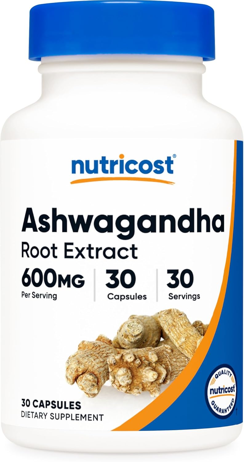 Nutricos Ashwagandh Roo Extrac Herba Supplemen 600mg 3 Capsule Vegetarian GMO-Free Glute Free