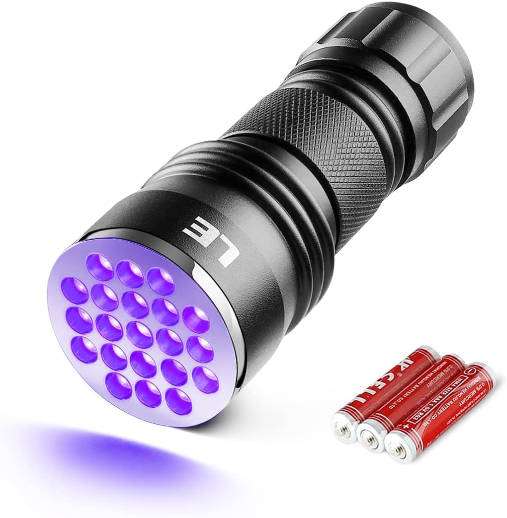L Blac Ligh Flashlight Smal U Light wit 2 LEDs 395nm Ultraviole Ligh Detecto fo Invisibl In Pens Pe Do Ca Urin Stai an More AA Batterie Included