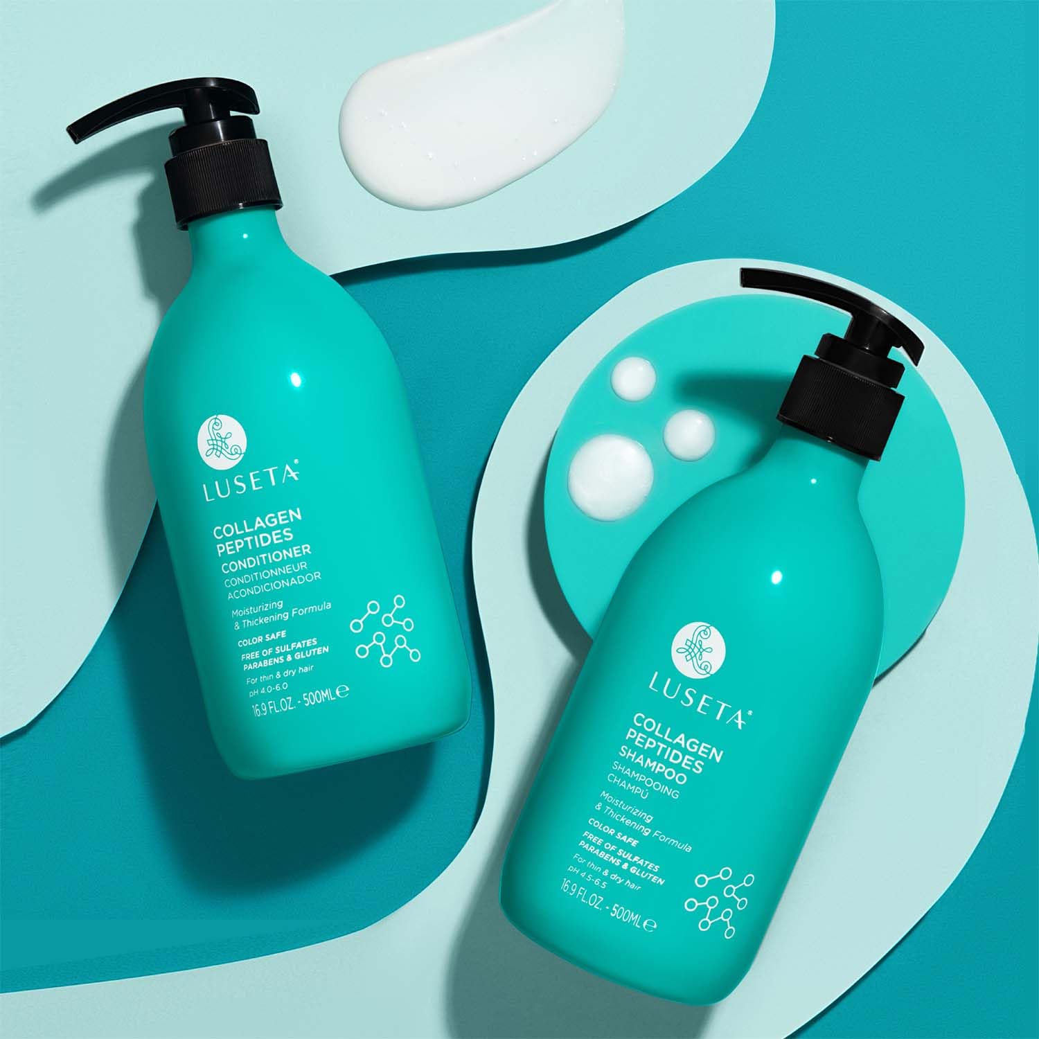 Luset Thickenin Shampo an Conditione Se wit Collage Peptide Strengthe an Moisturiz fo Thi Dr Hair Promot Thicknes an Reduc Breakag fo Fuller-Lookin Hai 16.9oz¡Á2