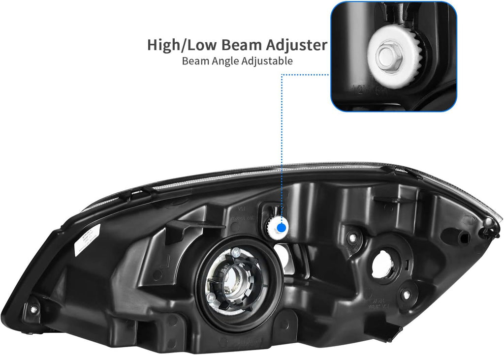 DWVO Headlights Assembly Compatible with 2005-2010 Chevy Cobalt /2005-2006 Pontiac Pursuit /2007-2009 Pontiac G5 Driver and Passenger Side Black Housing Amber Reflector Clear Lens