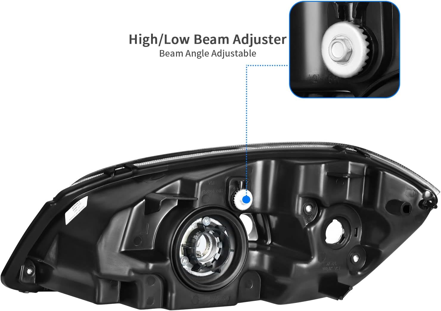 DWVO Headlights Assembly Compatible with 2005-2010 Chevy Cobalt /2005-2006 Pontiac Pursuit /2007-2009 Pontiac G5 Driver and Passenger Side Black Housing Amber Reflector Clear Lens
