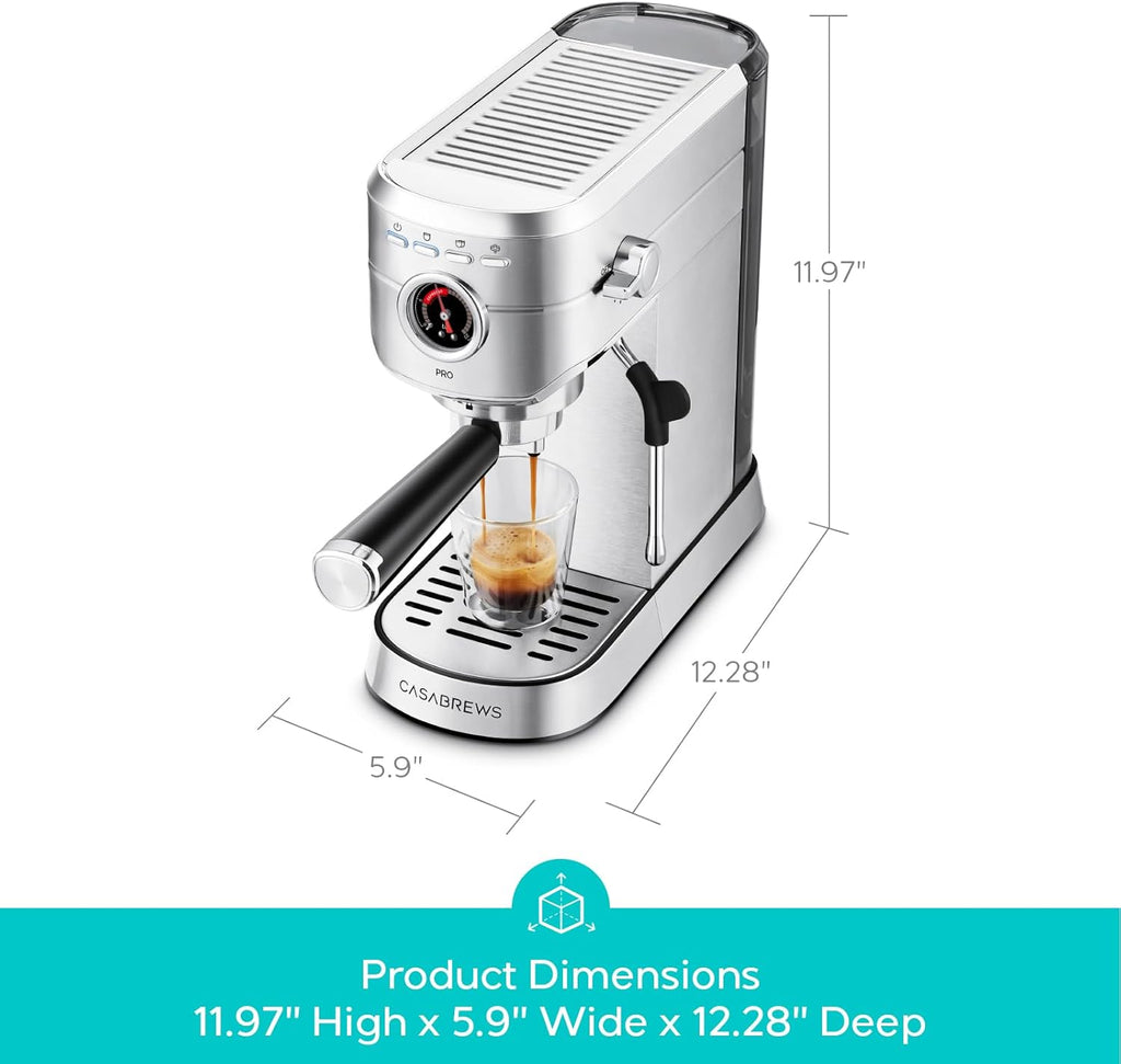 CASABREW 541 PR Espress Machin 2 Bar Upgrade Espress Make wit Powerfu Stea Mil Frother Stainles Stee Coffe Machin wit Fas Heatin Syste fo Cappuccino Latte Silver