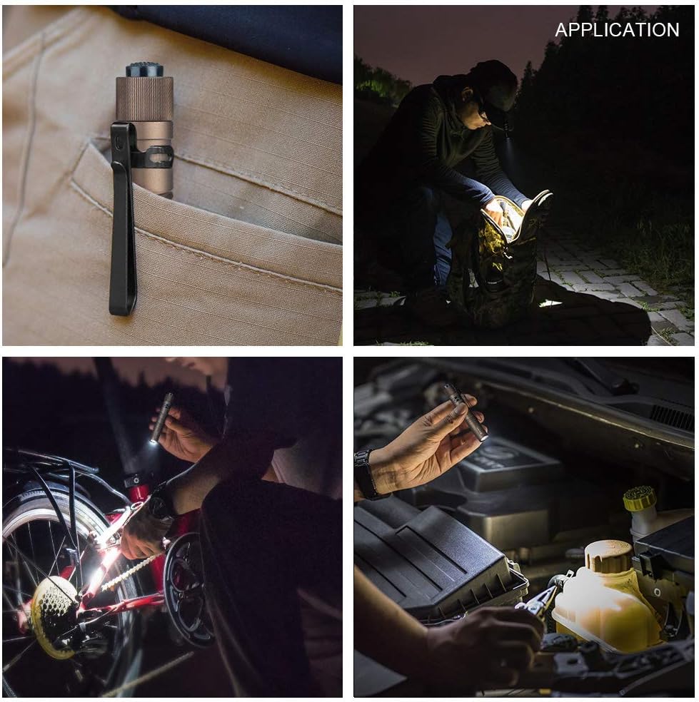 OLIGHT I3T EOS 180 Lumens Dual-Output Slim EDC Flashlight for Camping and Hiking, Tail Switch Flash Light with AAA Battery (Desert Tan)