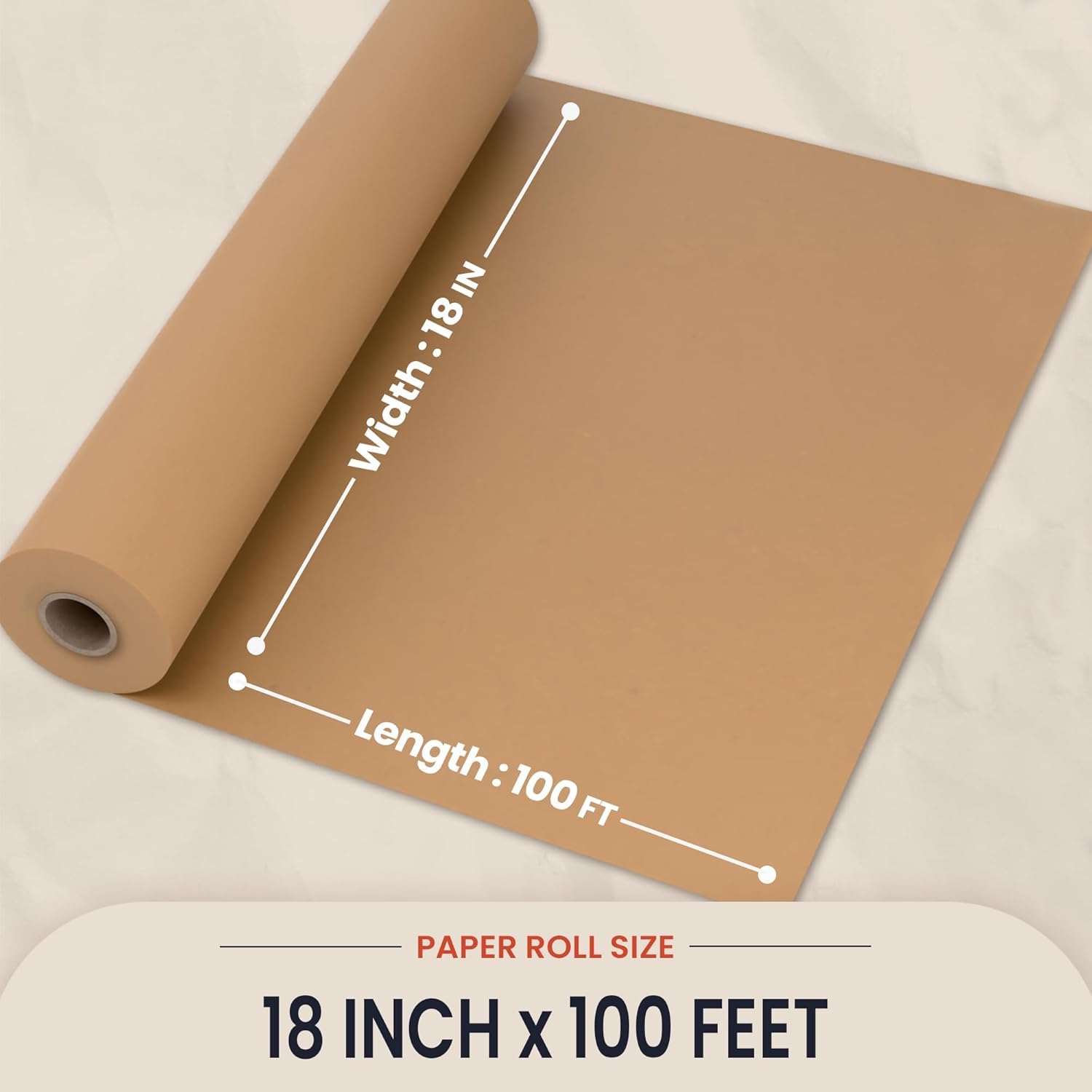 Brown Kraft Butcher Paper Roll - 18 Inch x 100 Feet - USA Made - Food-Grade Paper for Wrapping and Smoking Meat, BBQ, Grilling, Perfect Brisket Crust - Durable, Unbleached, Uncoated Unwaxed