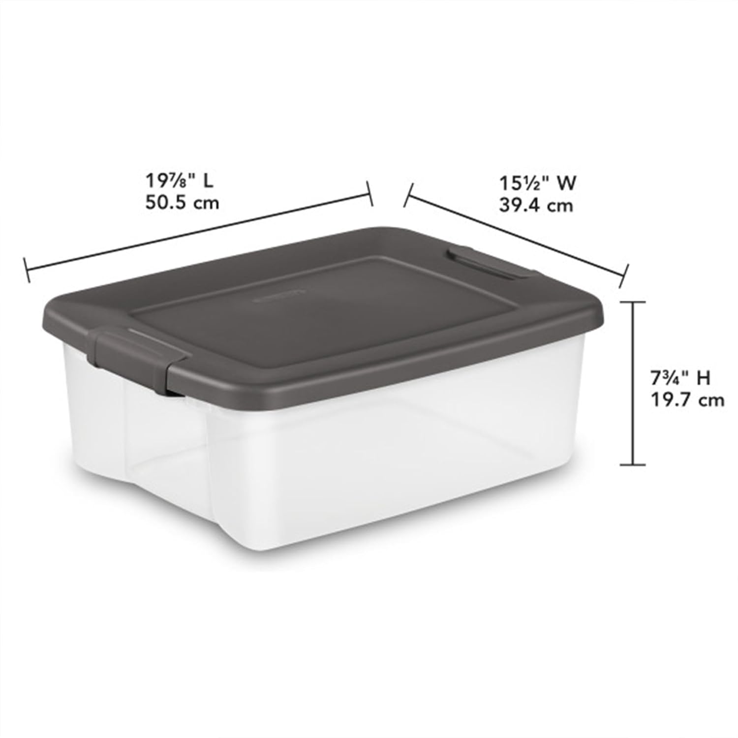 Sterilit 12-Pac ShelfTote Clea Plasti Storag Bin wit Lids 2 Quart Gra Stackabl Organizin Containe Boxe fo Closet Bathroom an Office