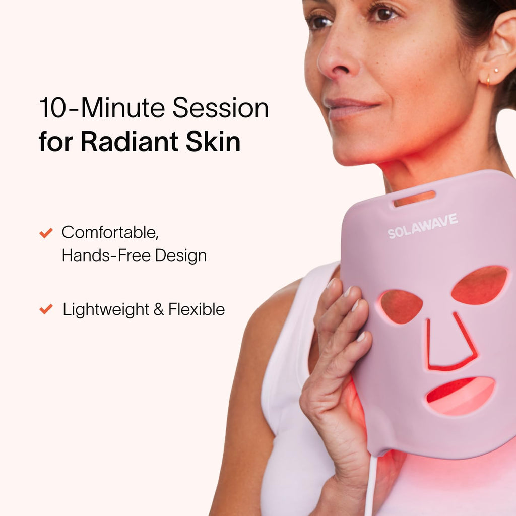 Solawav Re Ligh Therap Mas fo Fac Re Near-Infrare Le Ligh Devic Reduce Appearanc o Fin Line Wrinkle Improve Firmness Elasticity Textur 10-Mi Anti-Agin Treatment