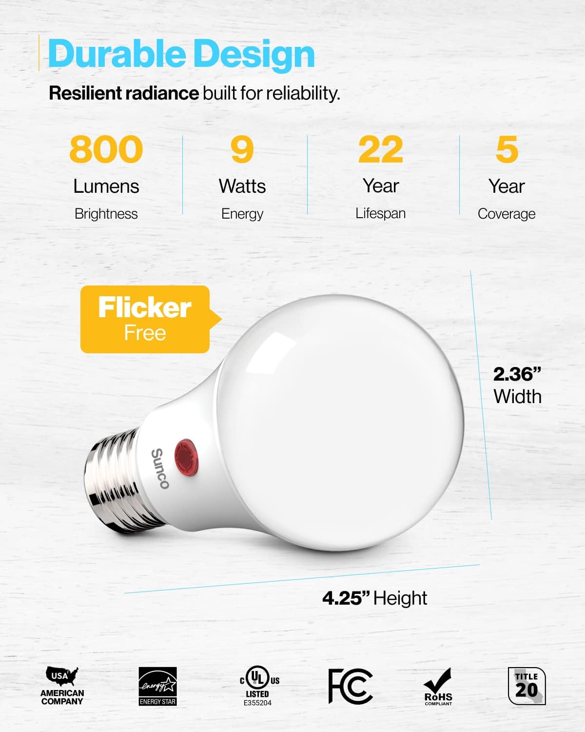 10 Pac Dus t Daw LE Outdoo Ligh Bul A19 Photocel Automati fo Exterio Lighting 80 LM 9 (60 Eqv.) 5000 Daylight Aut On/Of Sensor IP6 Rate UL.