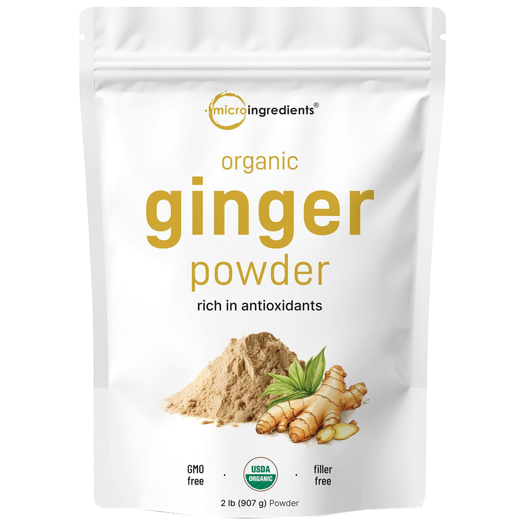 Organi Ginge powder 2lb (32oz Premiu Sourc fo Spic Seasonin Grea fo Baking Cookin Te Additiv Free Non-GMO Bul Supply