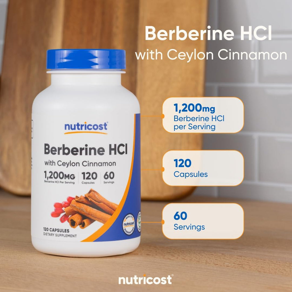 Nutricos Berberin HC wit Ceylo Cinnamo Capsule (12 Capsules 6 Servings Non-GMO Animal-Fre Product