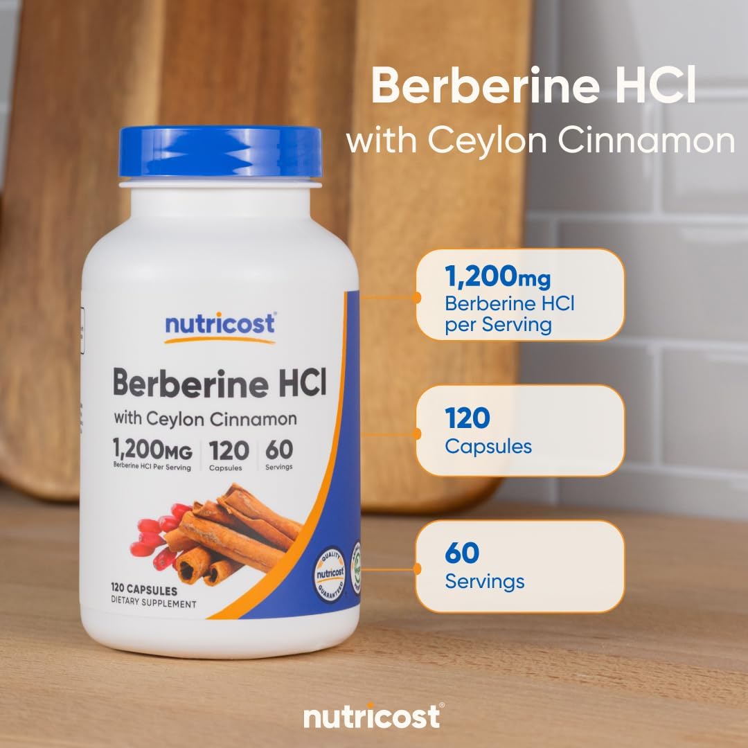 Nutricos Berberin HC wit Ceylo Cinnamo Capsule (12 Capsules 6 Servings Non-GMO Animal-Fre Product