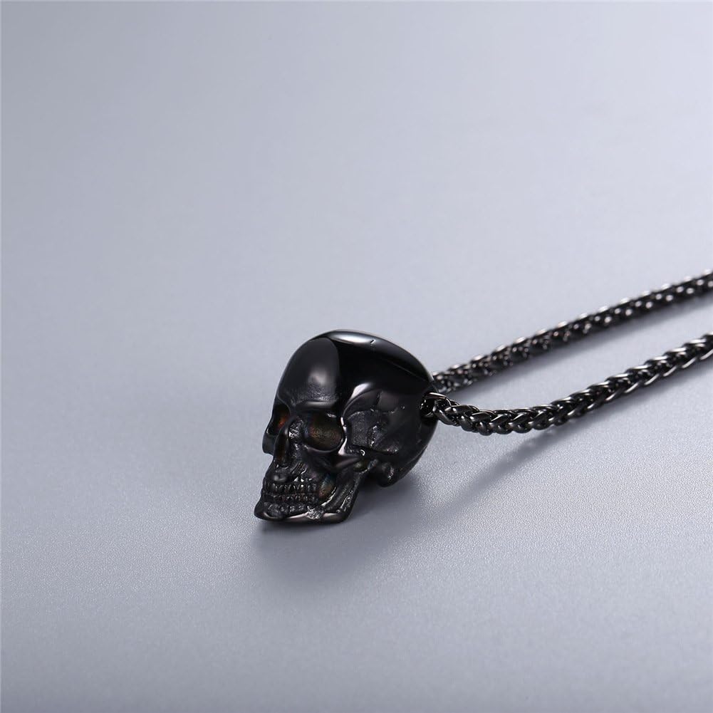 U7 Men Pendant Necklaces, Stainless Steel Necklace for Men, Cool Guitar Pick Skull/Alligator Dinosaur Skeleton Tyrannosaurus Rex/Gothic Skull/Octopus/Evil Demon Hannya Mask Pendant with Chain