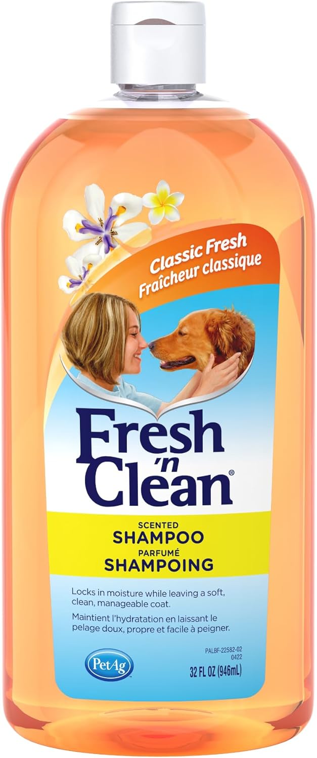 Pet-Ag Fresh ¡¯n Clean Scented Shampoo, Classic Fresh Scent - 18 oz - Moisturizes with Vitamin E Aloe Vera - Strengthens Repairs Coats - Soap Free