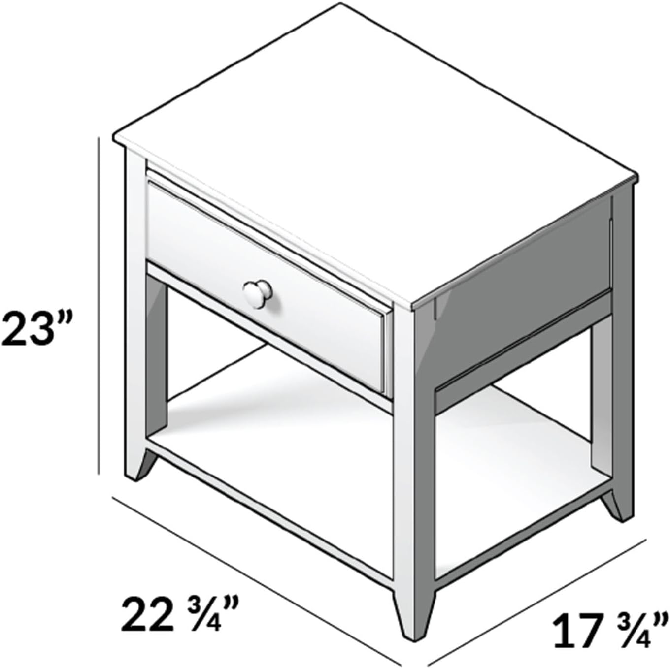 Max & Lily Nightstand with Drawer and Shelf, Blue