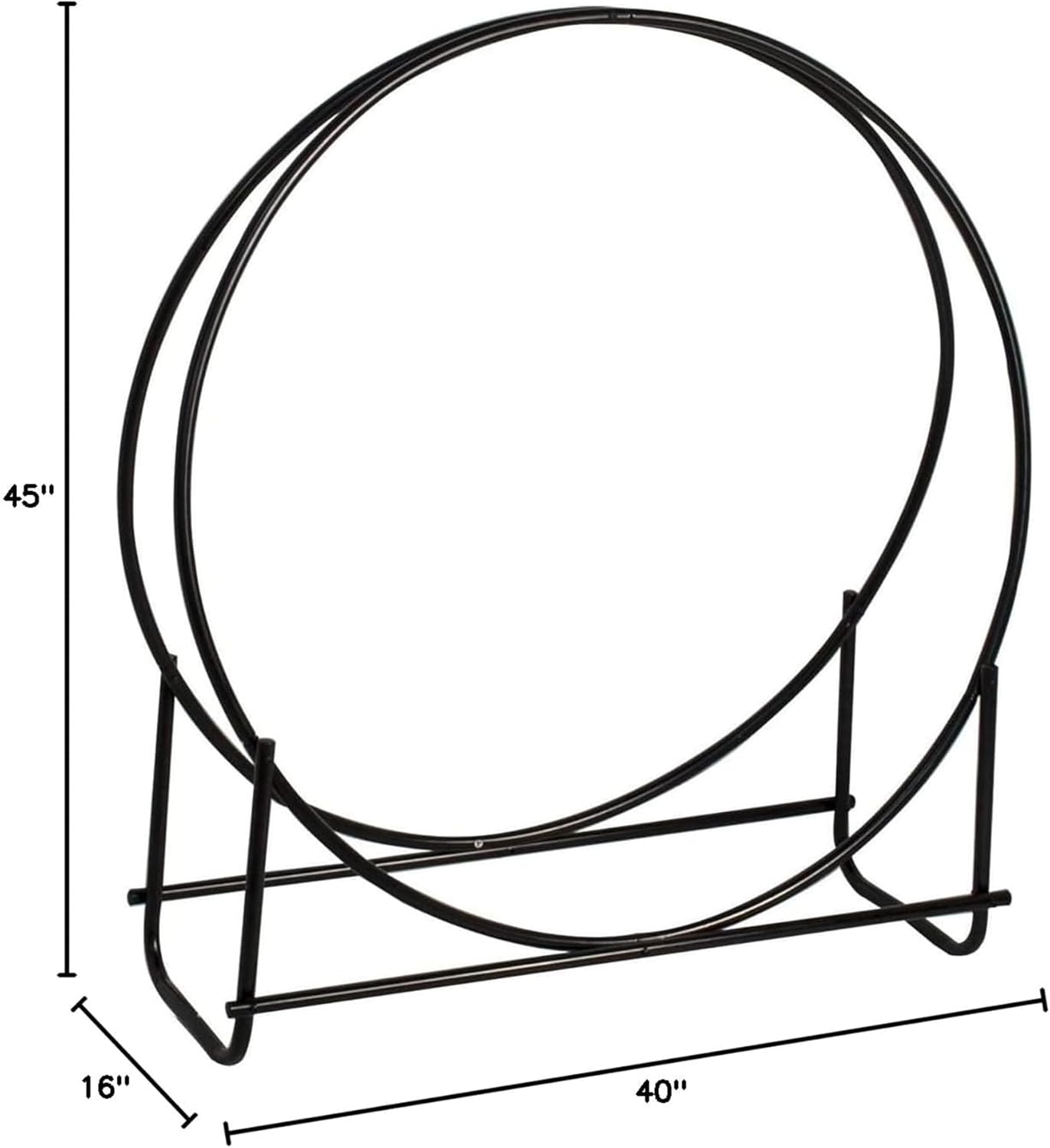 Panacea Adjustable Heavy Duty 40 Inch Thick Tubular Steel Hoop Style Log Rack with Powder Coated Finish for Wood Stacking, Black
