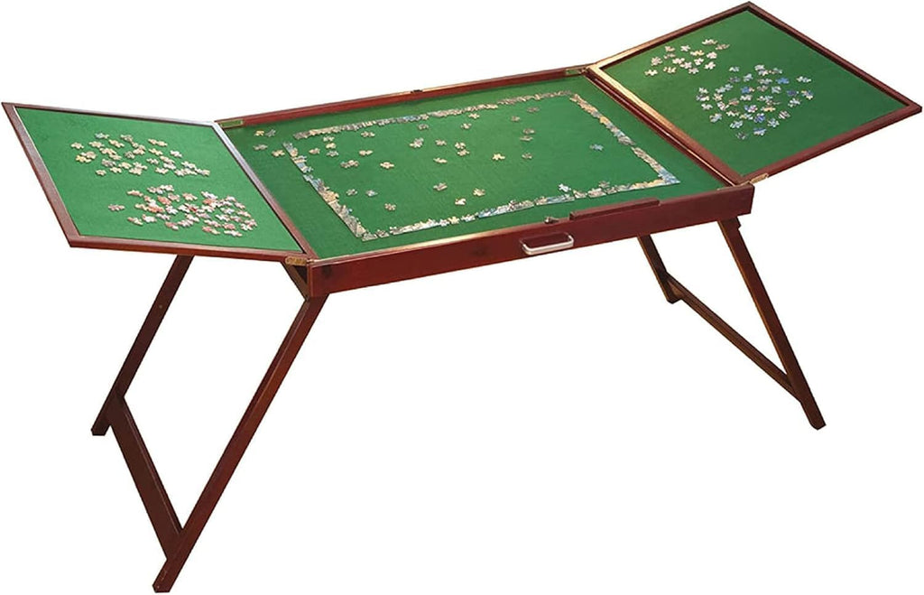 Bit an Piece Fold-and-g Woode Jigsa Puzzl Tabl wit Leg Foldin Puzzl Boar 150 Pieces Non-Sli Top Carr Handle Fel Sortin Area 66inc 25inc Wor Surface