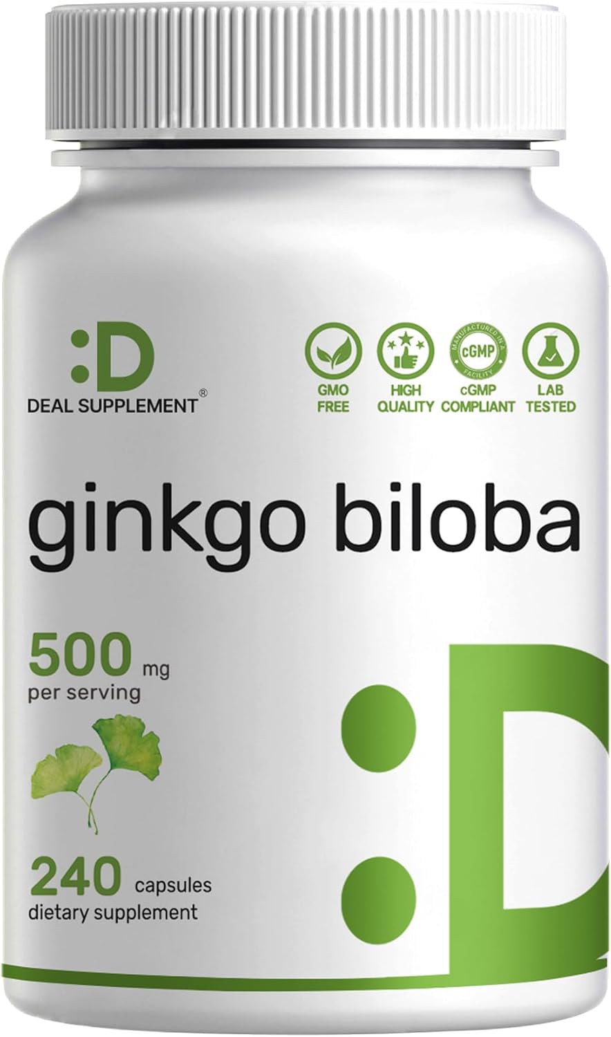DEA SUPPLEMEN Ginkg Bilob 500m Pe Serving 24 Capsules Mont Suppl Grow i Norther Asi Extr Strength Promote Brai Function