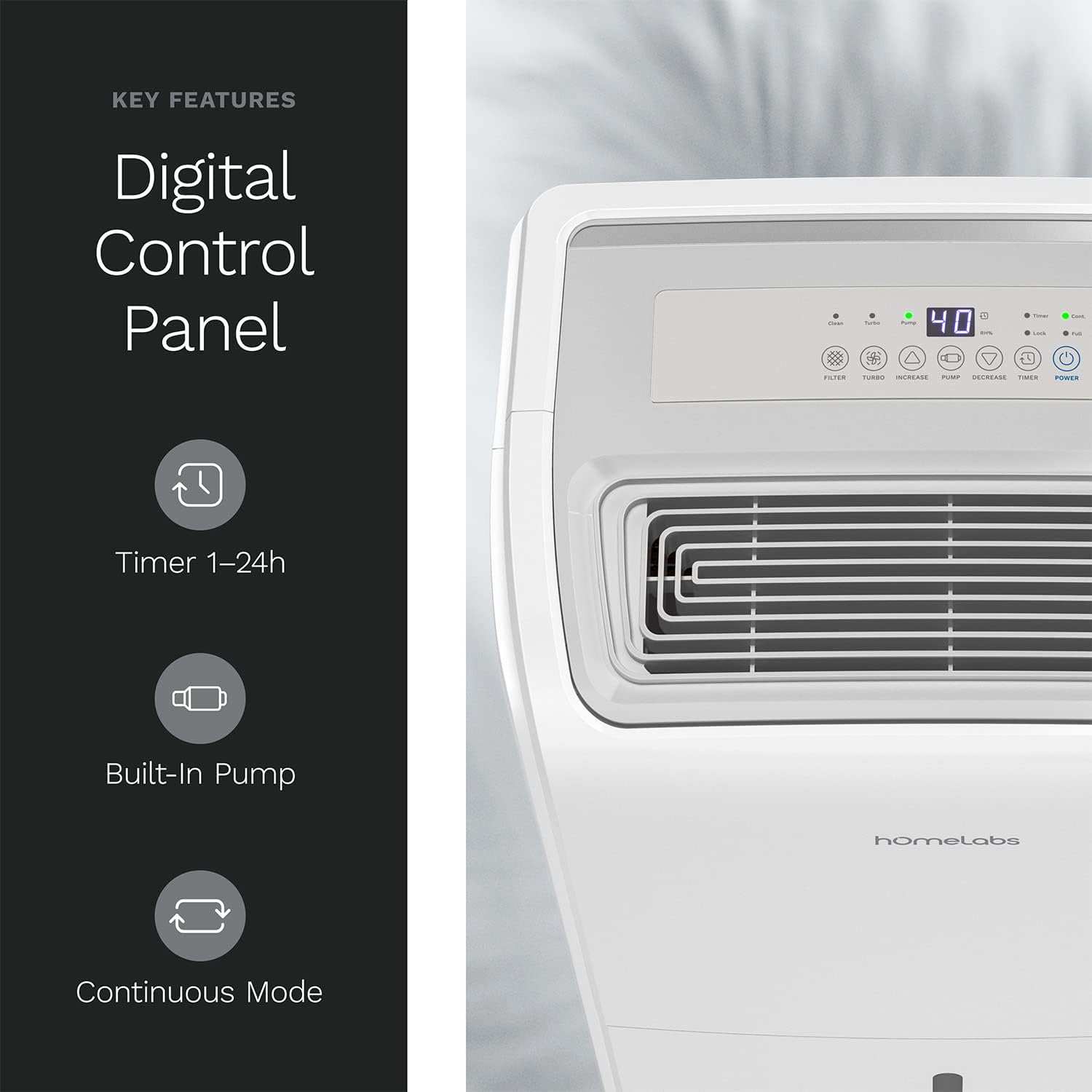 hOmeLab Dehumidifie fo Home Office Basement wit Powerfu Moistur Removal Humidit Control Aut Shut-off Quie Operatio 6,00 S F Room (4 Pin MA 10 Pin a 95¡ãF 90 RH wit Pump