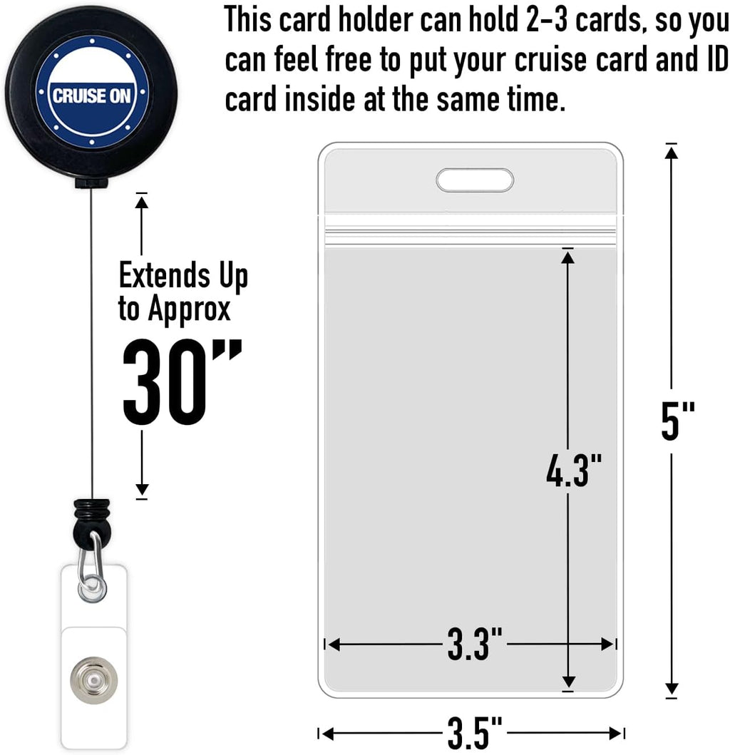 Cruise On Cruise Lanyard for Ship Cards ¨C 2-Pack Retractable Badge Waterproof Key Card Holder for Ship Cards ¨C Cruise Essentials 2025-2026, Perfect for Travel Vacation (Blue Ship Royal)