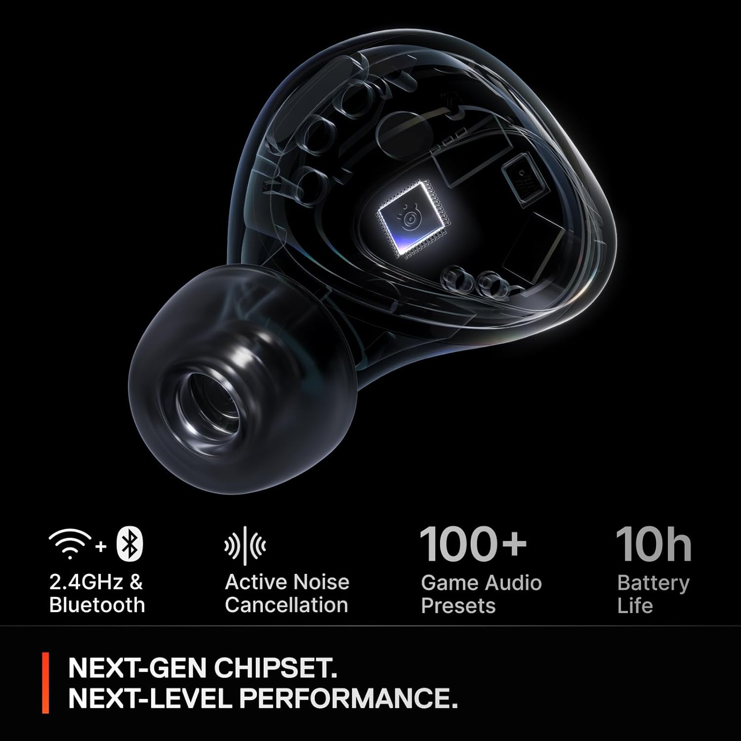 Arctis GameBuds for PlayStation/PC/Switch/Mobile ¡ª 2.4GHz + Bluetooth 5.3 Earbuds ¡ª Active Noise Cancelling ¡ª Mobile App Sound Presets ¡ª Water Resistant IP55 ¡ª 40H Battery with Qi Charging Case