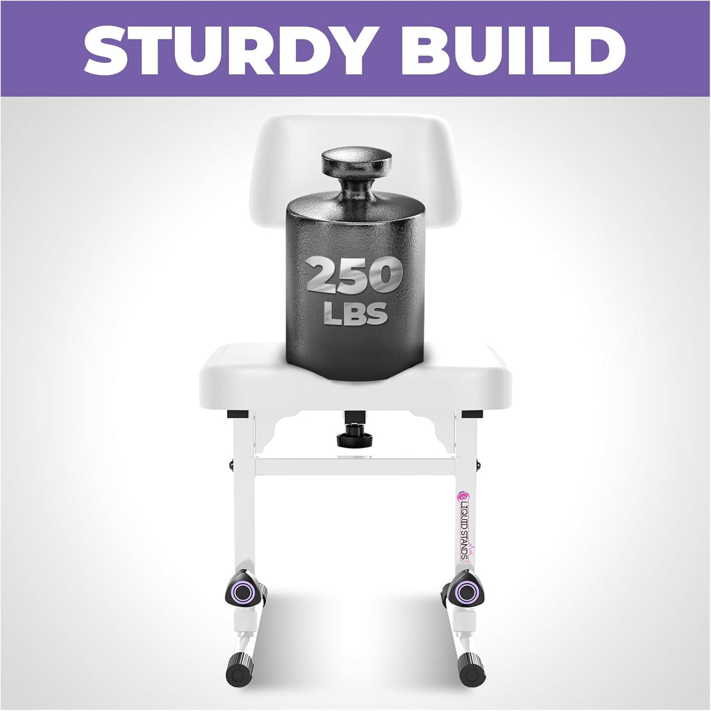 Liquid Stands White Adjustable Piano Bench with Backrest ¨C Music Keyboard Bench Seat for Digital & Electric Pianos - Musicians Stylish Seating, Comfortable, Sturdy, Padded Cushion - Piano Stool Chair