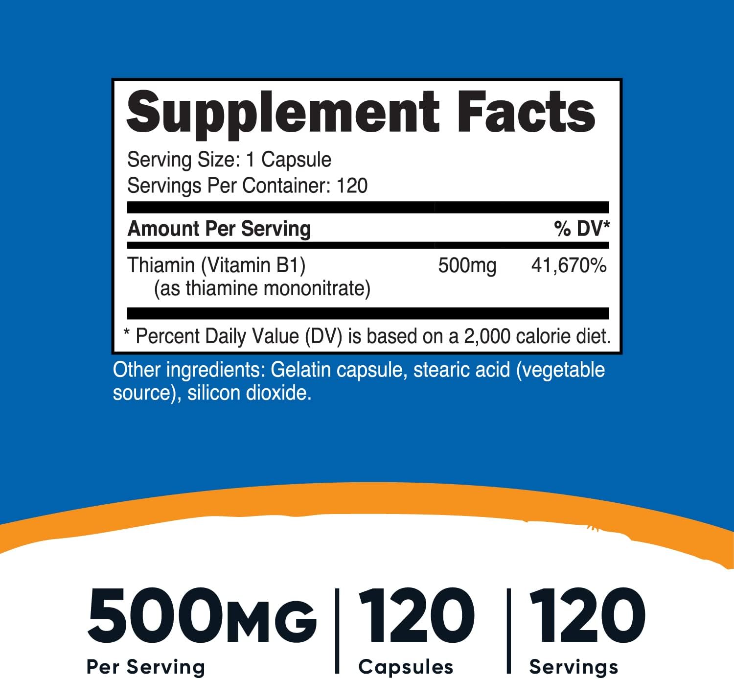 Nutricost Vitamin B1 (Thiamin) 500mg, 120 Capsules (2 Bottles)