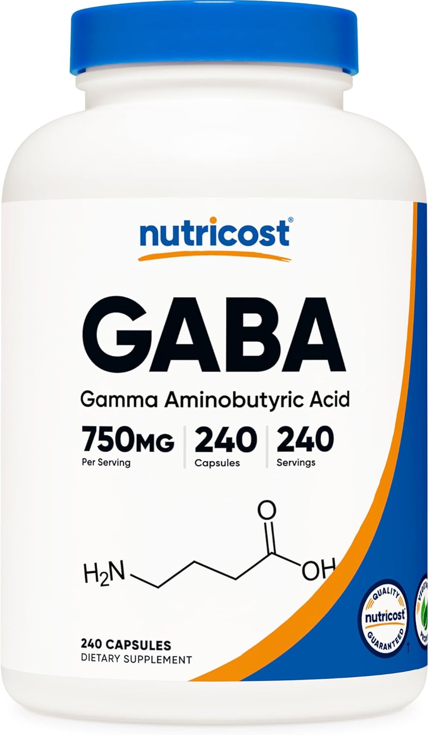 Nutricos GAB (Gamm Aminobutyri Acid 750mg 24 Capsules 24 Serving Non-GMO Glute Free
