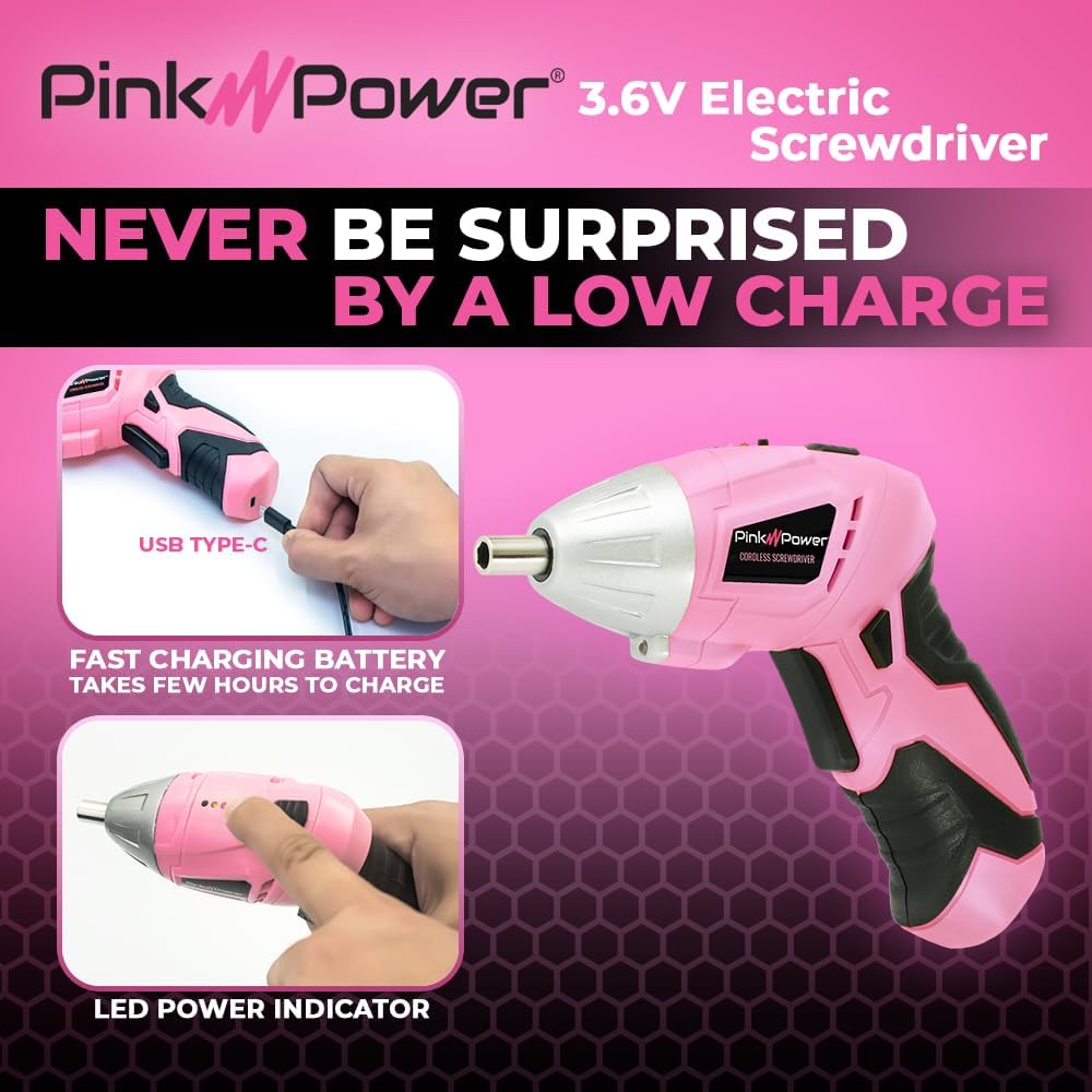 Pin Powe Cordles Screwdrive Se 3.6 Electri Screwdrive Rechargeabl Scre Gu Ki Automati Min Pin Dril Se fo Wome Portabl Smal Dril Batter Powere Screwdrive LE Light