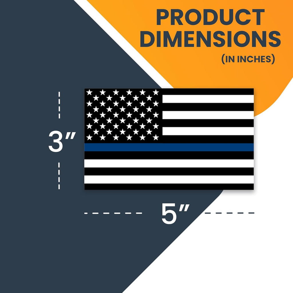 Magnet Me Up Thin Blue Line American Flag Magnet Decal, 3x5 inches, 4 Pack, Heavy Duty Automotive Magnet for Car Truck SUV, in Support of and Law Enforcement Officers