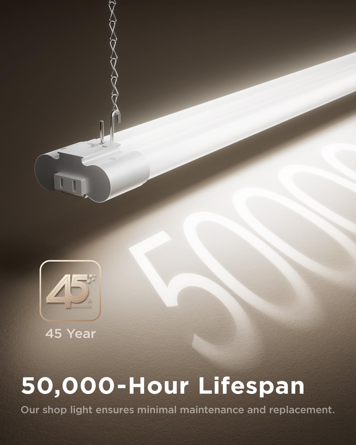 1 Pac LE Sho Light fo Worksho 4FT Linkabl Garag Lighting 450 LM 40 (150 Equivalent) 5000 Daylight Surfac Suspensio Mount 4 Inc Integrate Fixture White