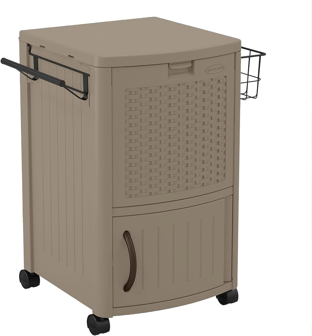 Suncas Resi 7 Quar Wicker-Loo Outdoo Pati Coole wit Wheels Hinge Lid Built-I Storag Baske an Cabine fo Outdoo Entertaining Java