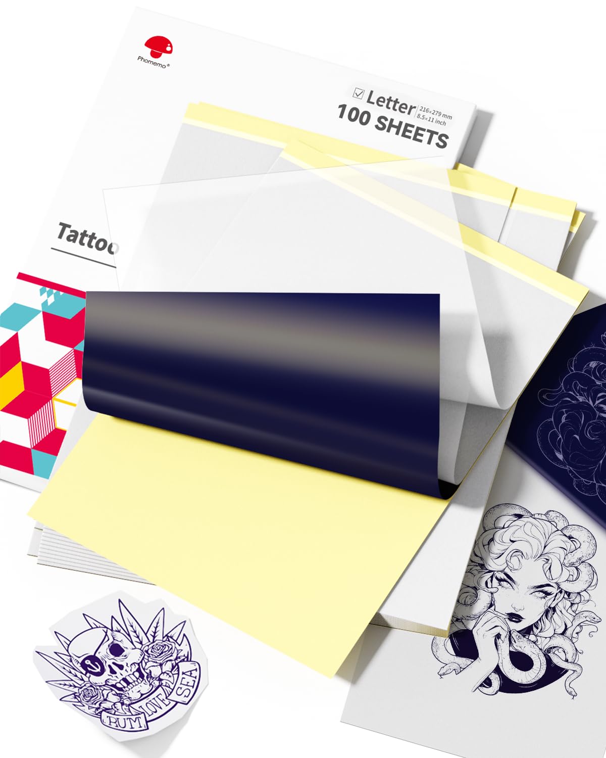 Phomem Tatto Transfe Pape 8.5inc 11inc 10 Sheet o Stenci Paper Tatto Transfe Ki fo Tatto Artist an Enthusiasts Compatibl wit TP81 Itar A886 TATTMUS Tatto Machines