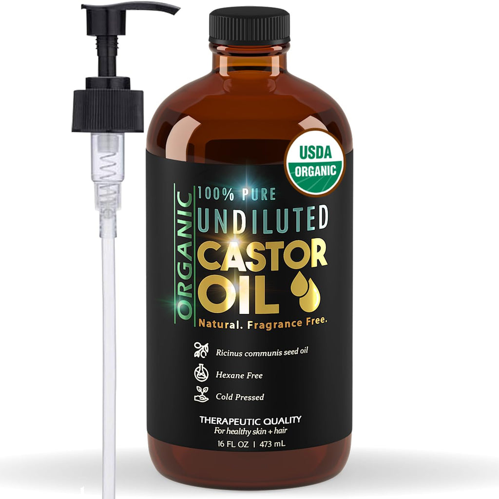BAL O GILEA Organi Casto Oi fo Ski Hydratio Therapeuti Col Pressed USD Certifie 100 Pure Glas Bottl 1 o Unrefined Hexan Free Casto Oi fo Hai Eyelashe Growth