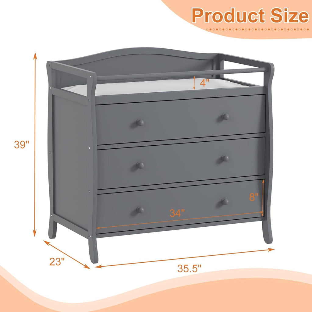 Woode Diape Changin Table Bab Diape Changin Statio Infan Nursin Tabl wit Drawers Safet Rai Strap Moder Bab Changin Tabl fo Bedroom Nursery