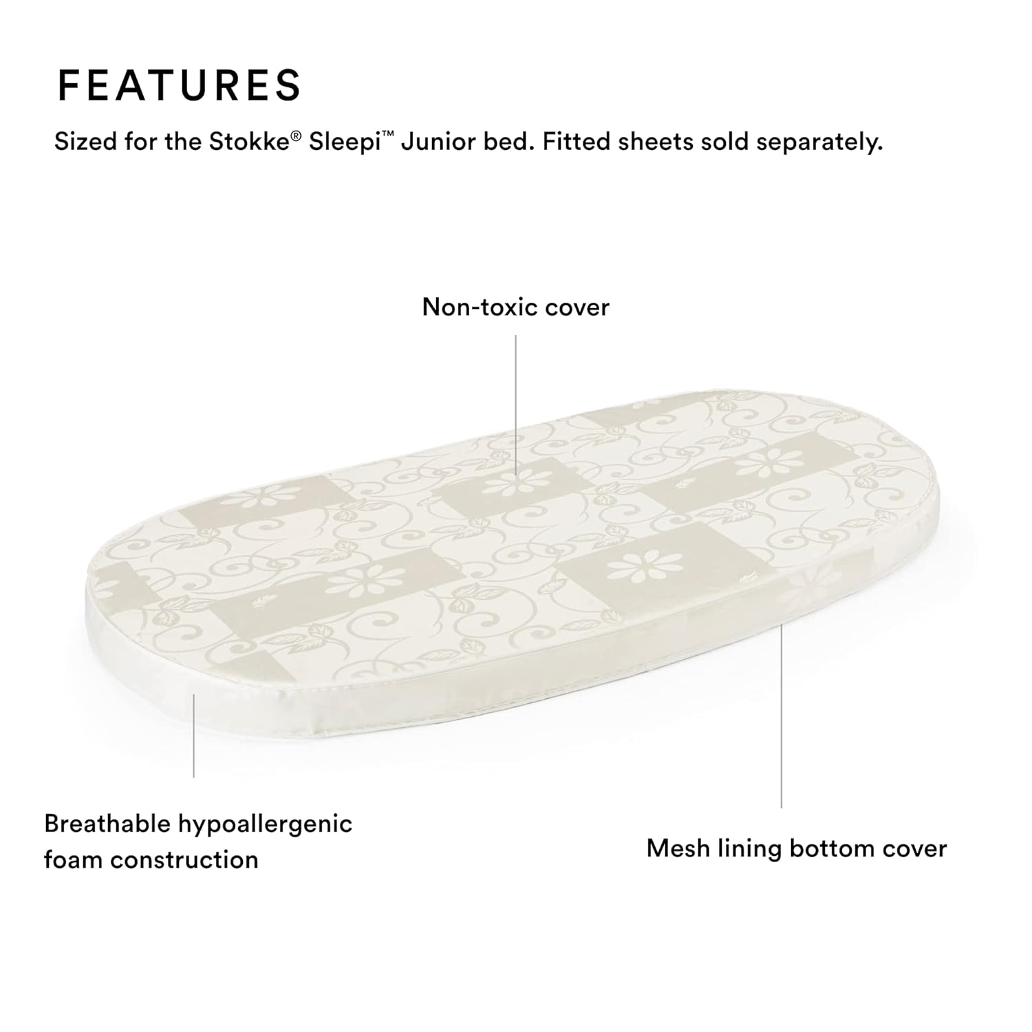 Stokk Sleep Junio Mattress Whit Mad fro Breathable Hypoallergeni Foa Provide Suppor Comfor Include Soft Non-Toxi Cover