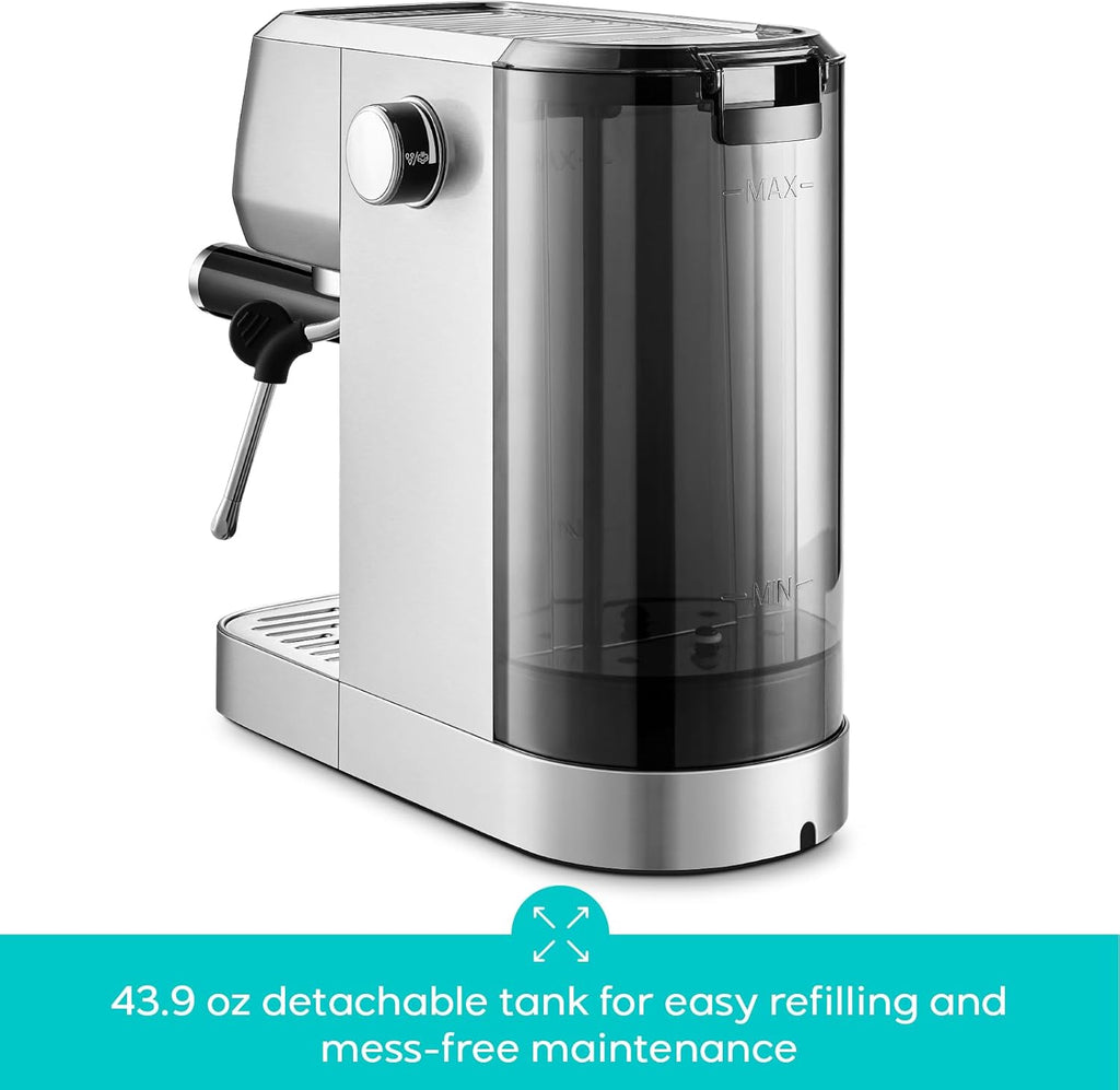 3700 Essential Espresso Machine 20 Bar, Stainless Steel Cappuccino Latte Machine with Steam Frother for Home, 43.9oz Water Tank, Coffee Gift for Women Men, Silver