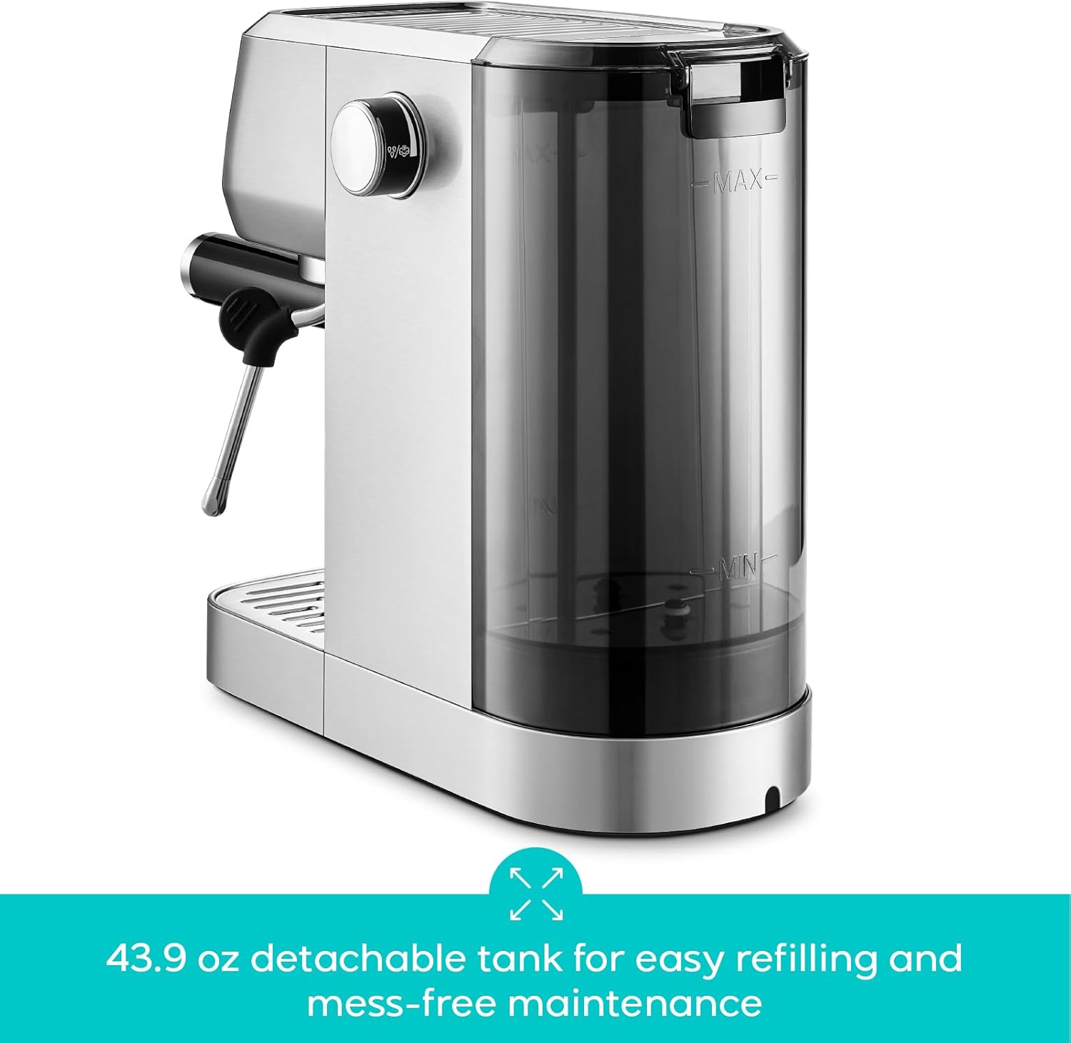 3700 Essential Espresso Machine 20 Bar, Stainless Steel Cappuccino Latte Machine with Steam Frother for Home, 43.9oz Water Tank, Coffee Gift for Women Men, Silver