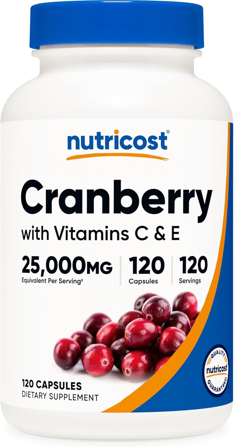 Nutricost Cranberry Extract 25,000mg (120 Servings) 3 Bottles with Vitamin C E