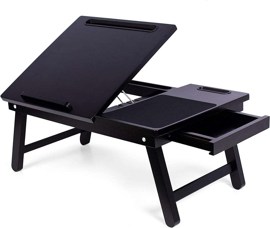 BIRDROC HOM Lapto Be Tra Adjustabl Til Surface Storag Drawer Foldin Legs Mous Pa Fit Lapto U t 15inc Slot U to Tablet 9.6inch Phone 4inc Fo Work Reading Studyin Espresso