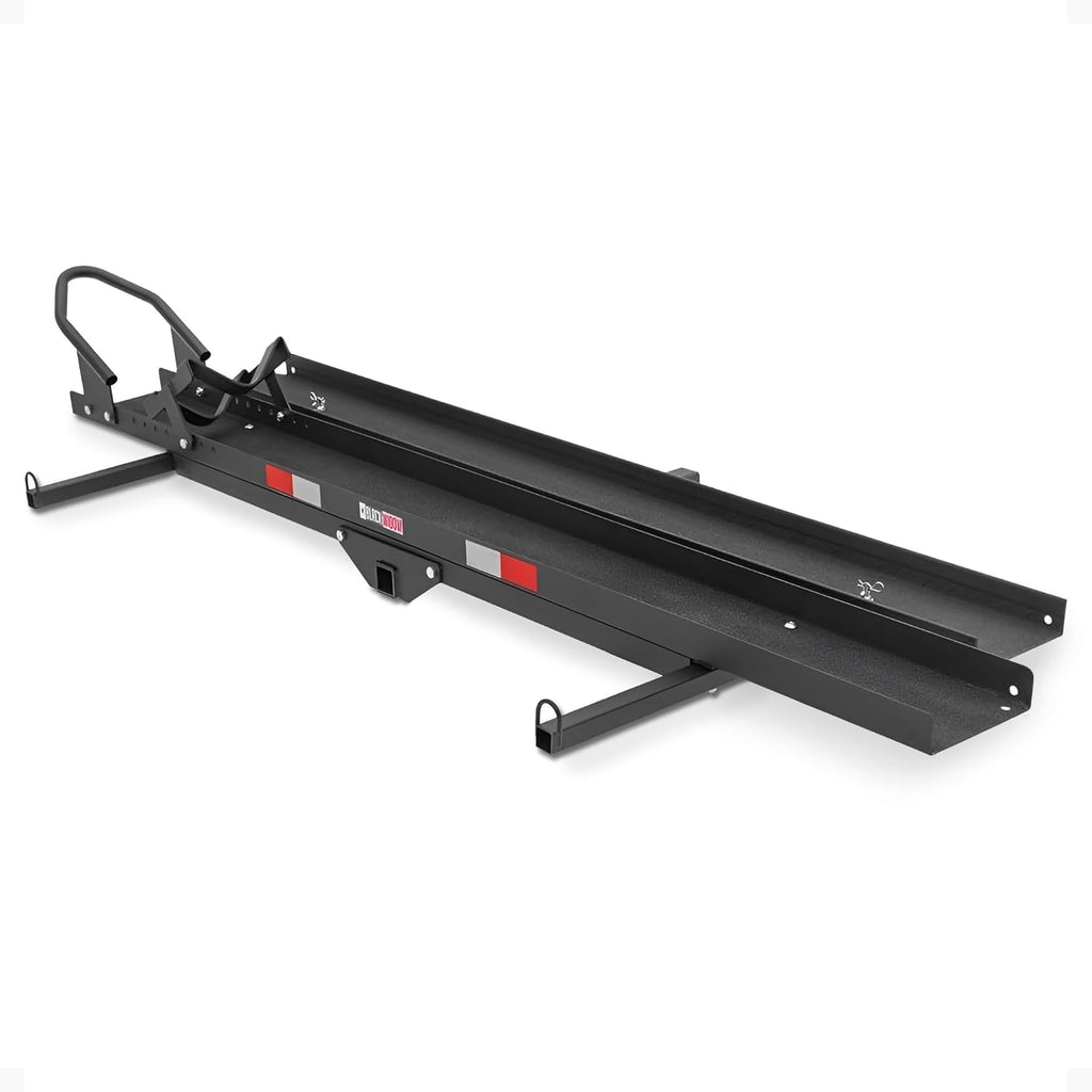 Blac Wido Stee Motorcycl Carrie wit Ram fo 2-Inc Receiver 60 l Capacit Hitch-Mounte Dir Bik an Scoote Haule wit Grit-Coate Trac an Anti-Rattl Devic fo SUV an Trucks